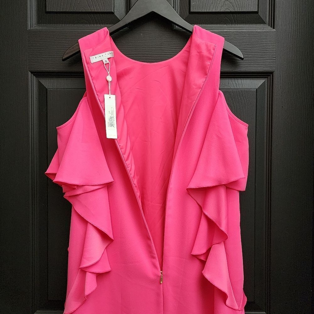 Trina Turk Sz. 8 NWT Pink Swizzle Lambada Cold Shoulder Dress - Picture 11 of 16